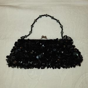 Vintage Sequence and Beads clutch with strap